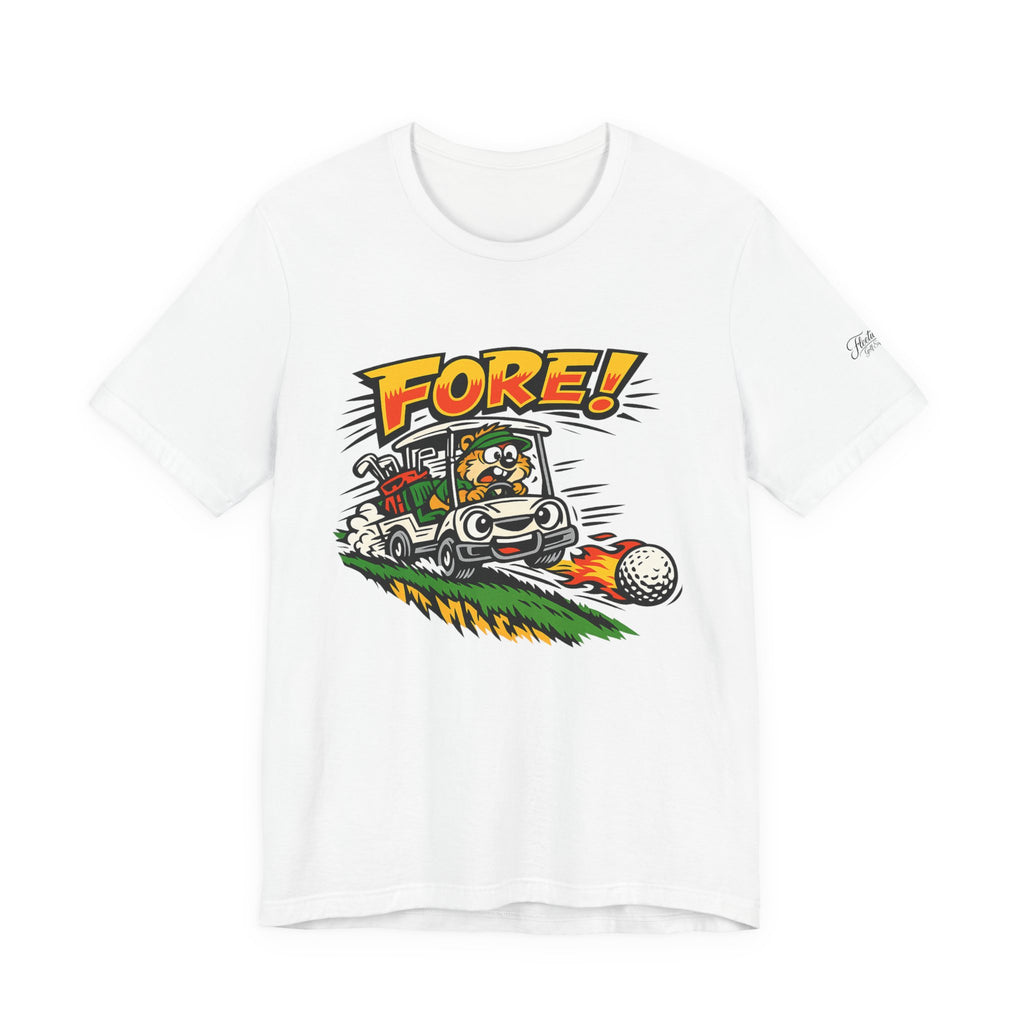 "FORE!" - Funny Golf Cart Graphic Tee